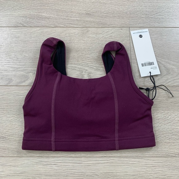 Karma Yoga Evelyn Fig Burgundy Sports Bra - Picture 2 of 7